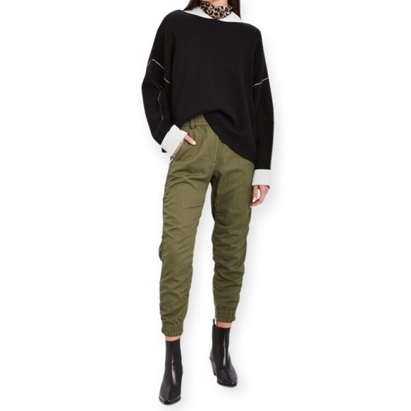 Derek Lam 10 Crosby Contrast Stitch Utility Crop Joggers Pants SIze 8 - Picture 1 of 9